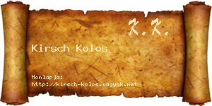 Kirsch Kolos névjegykártya